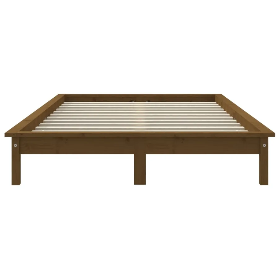 Cadre de lit sans matelas marron miel 140x200 cm bois massif - 5