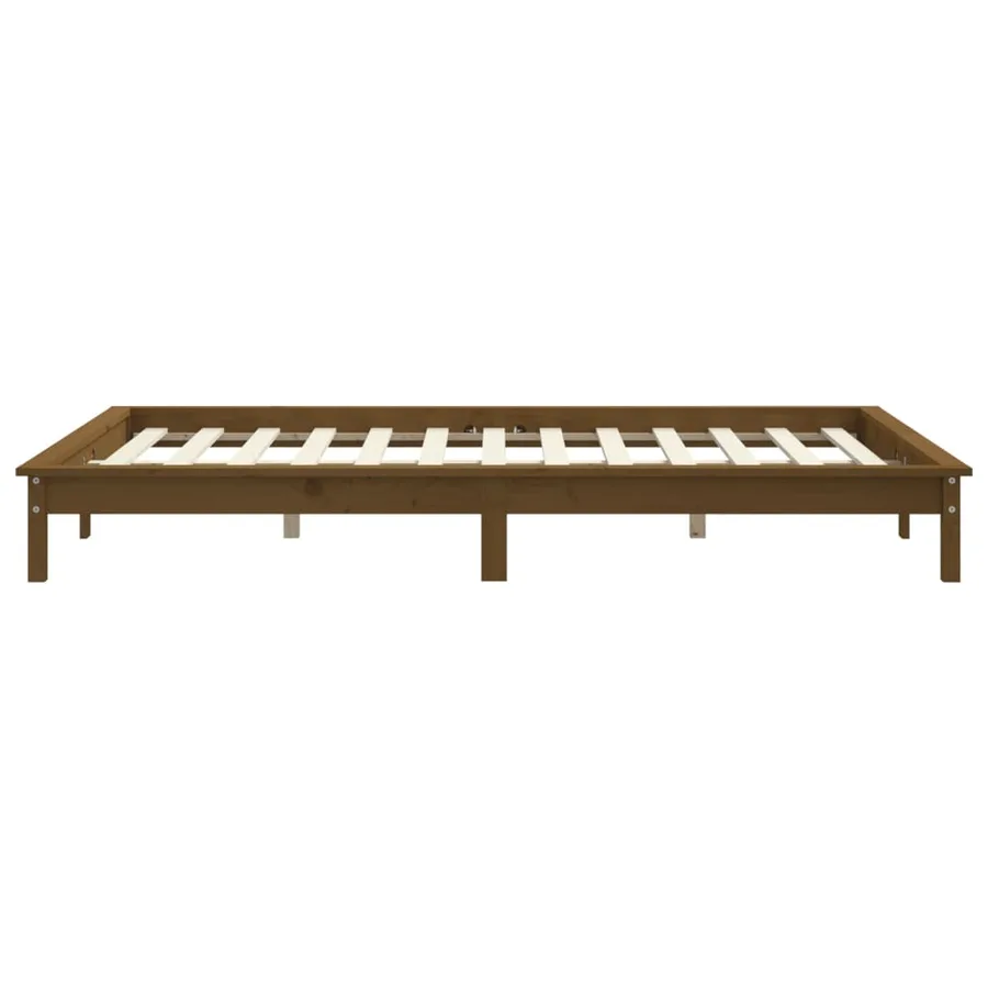 Cadre de lit sans matelas marron miel 140x200 cm bois massif - 6