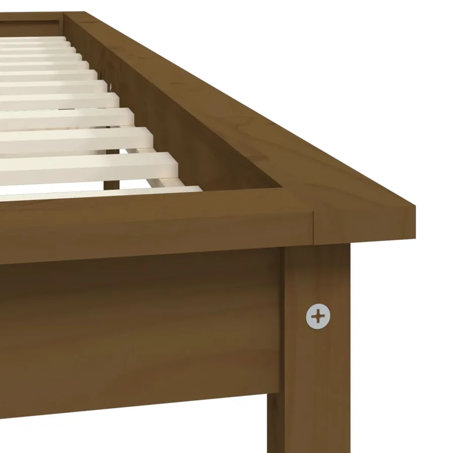Cadre de lit sans matelas marron miel 140x200 cm bois massif - 7
