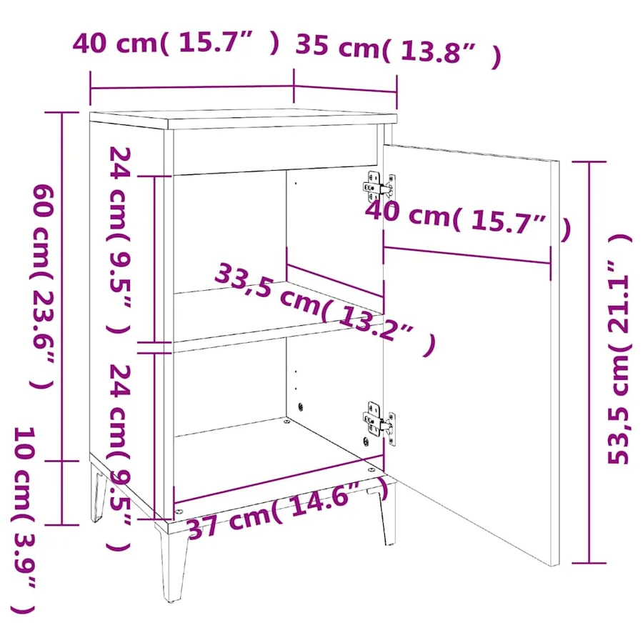 Tables de chevet 2 pcs chêne fumé 40x35x70 cm bois d'ingénierie - 11