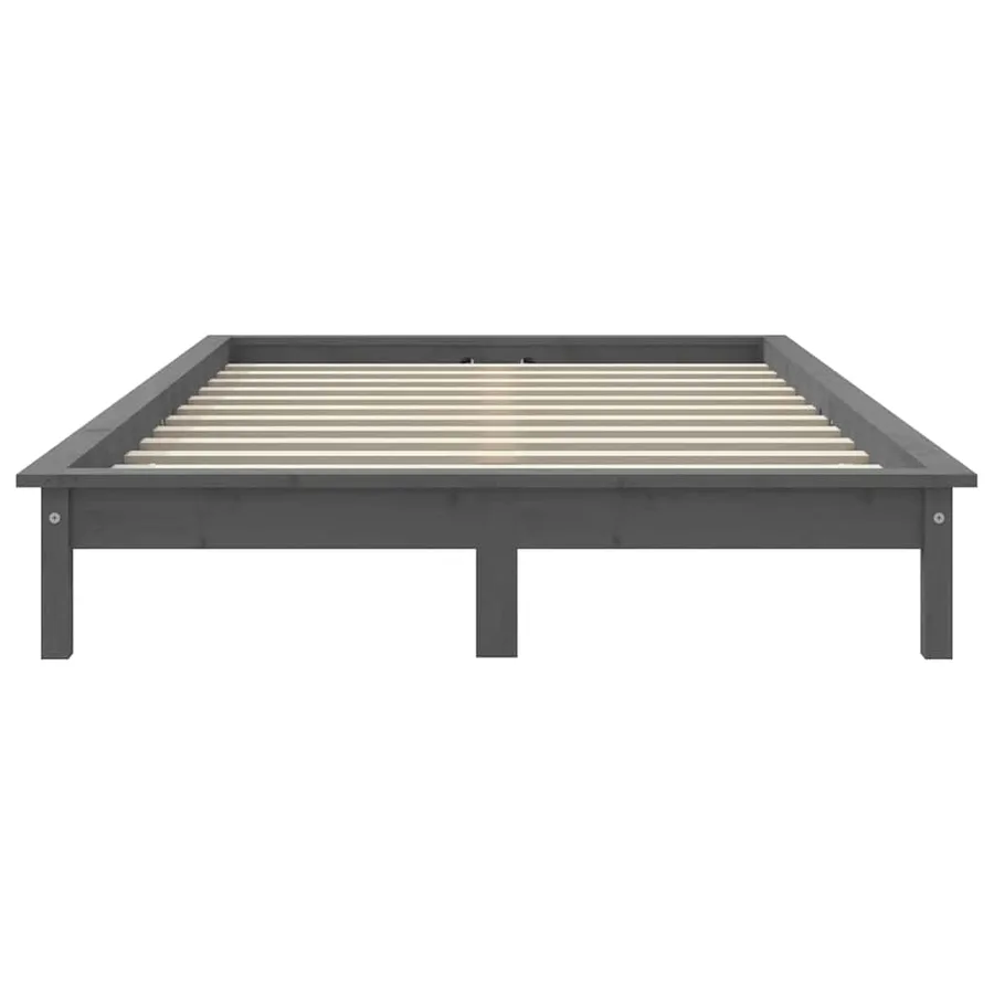 Cadre de lit sans matelas gris 120x200 cm bois massif - 5