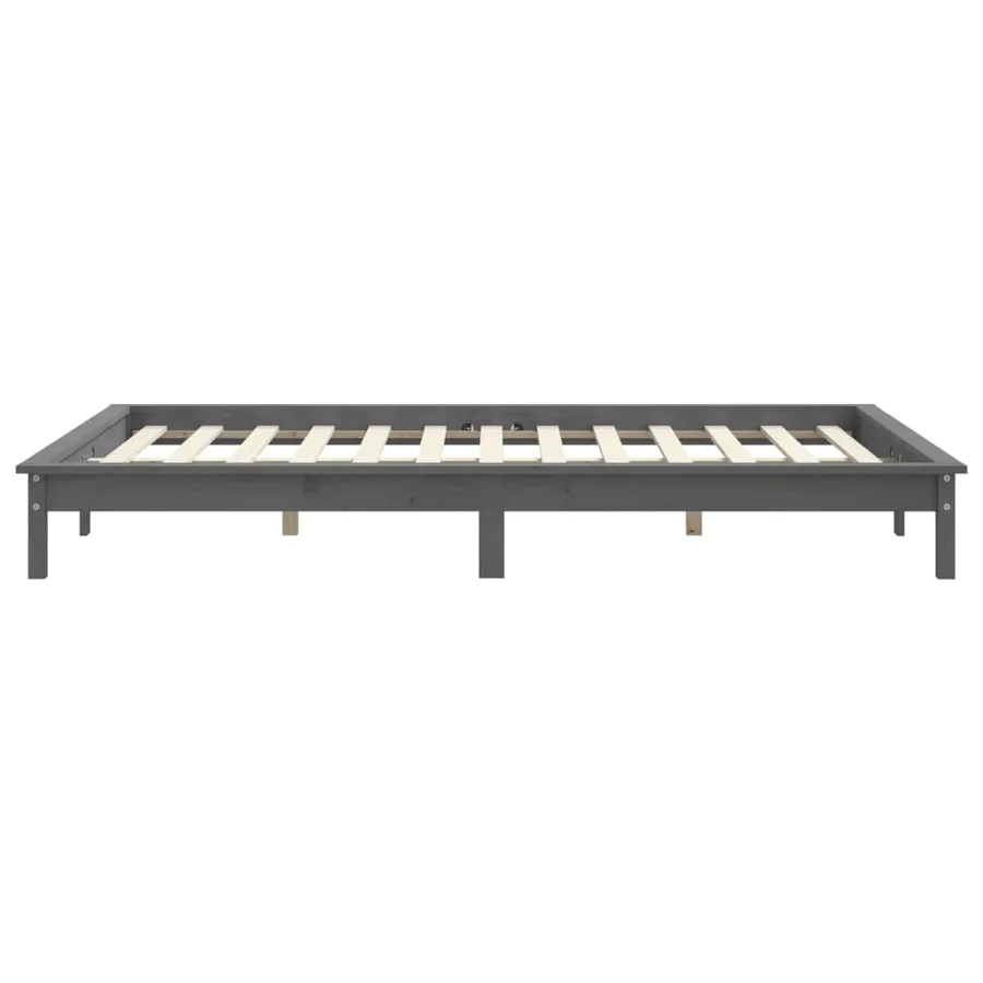 Cadre de lit sans matelas gris 120x200 cm bois massif - 6