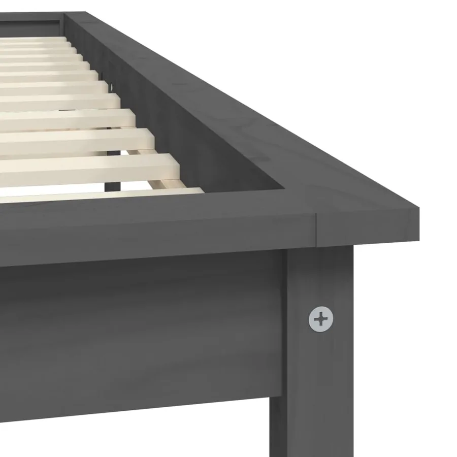 Cadre de lit sans matelas gris 120x200 cm bois massif - 7