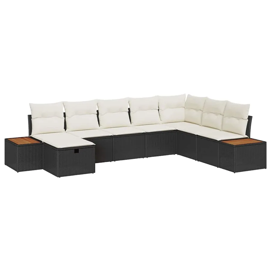 Ensemble de canapé de jardin avec coussin Noir polyrotin - 2