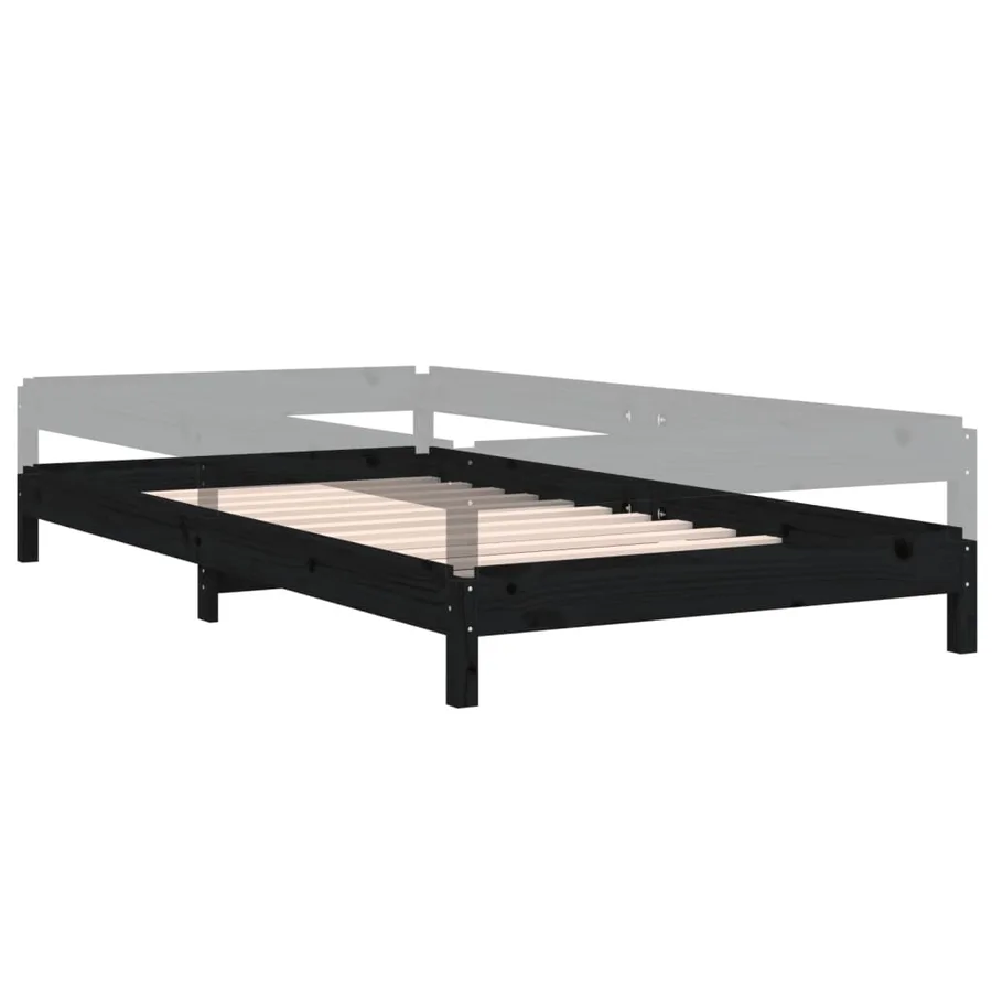 Lit empilable sans matelas noir 80x200 cm bois massif de pin - 6