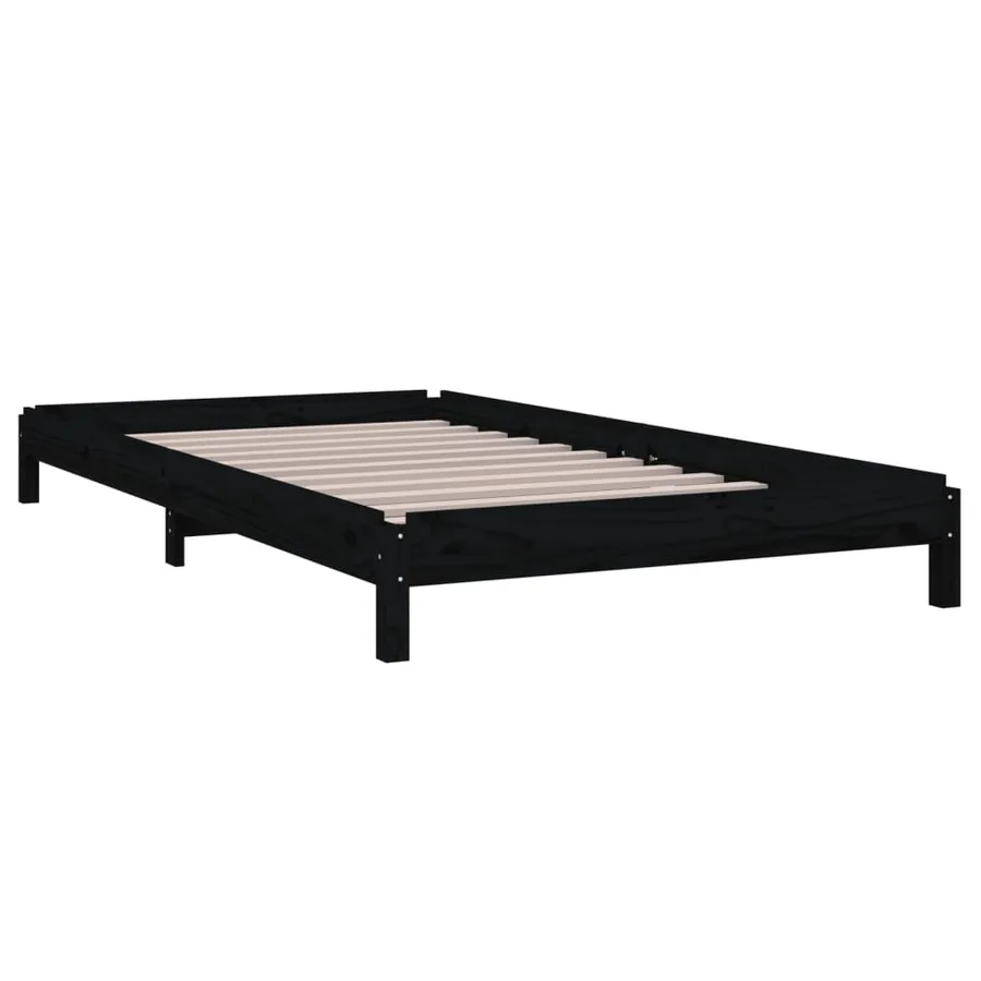 Lit empilable sans matelas noir 80x200 cm bois massif de pin - 7