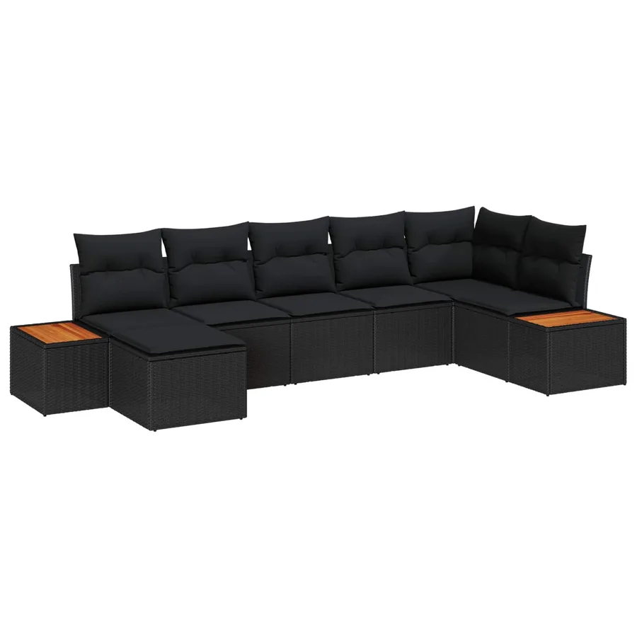 Ensemble de canapé de jardin avec coussin 8 pcs Noir Polyrotin - 2
