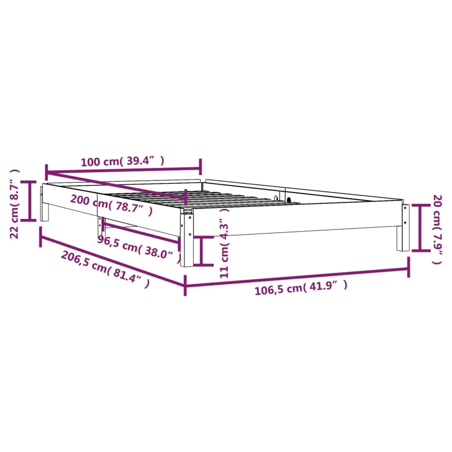 Lit empilable sans matelas 100x200 cm bois massif de pin - 14