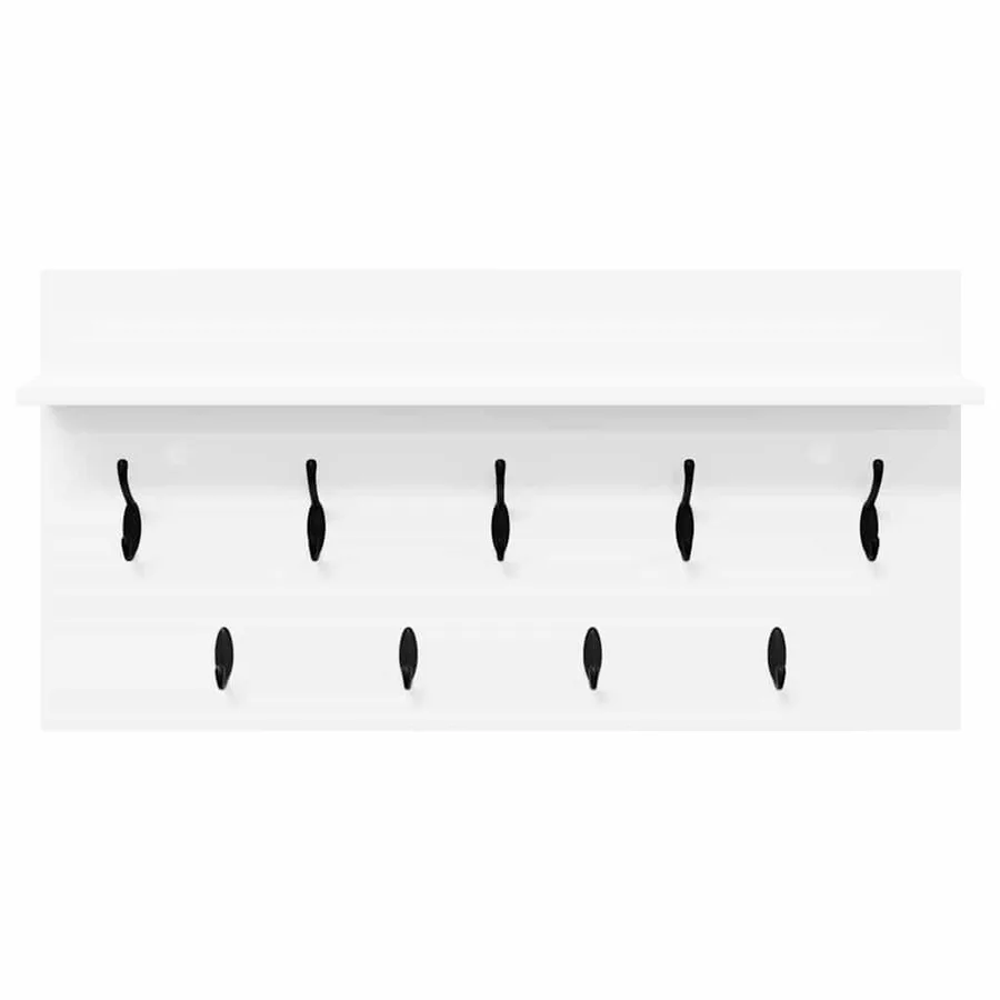 Porte-manteau mural Blanc 80 x 40 x 12 cm Bois d'ingénierie - 5