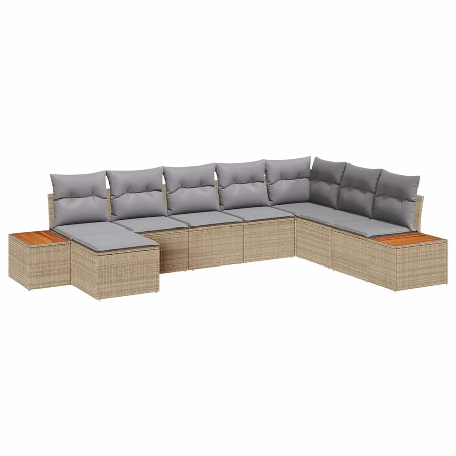 Ensemble de canapé de jardin 9 pcs Beige et Gris clair - 2