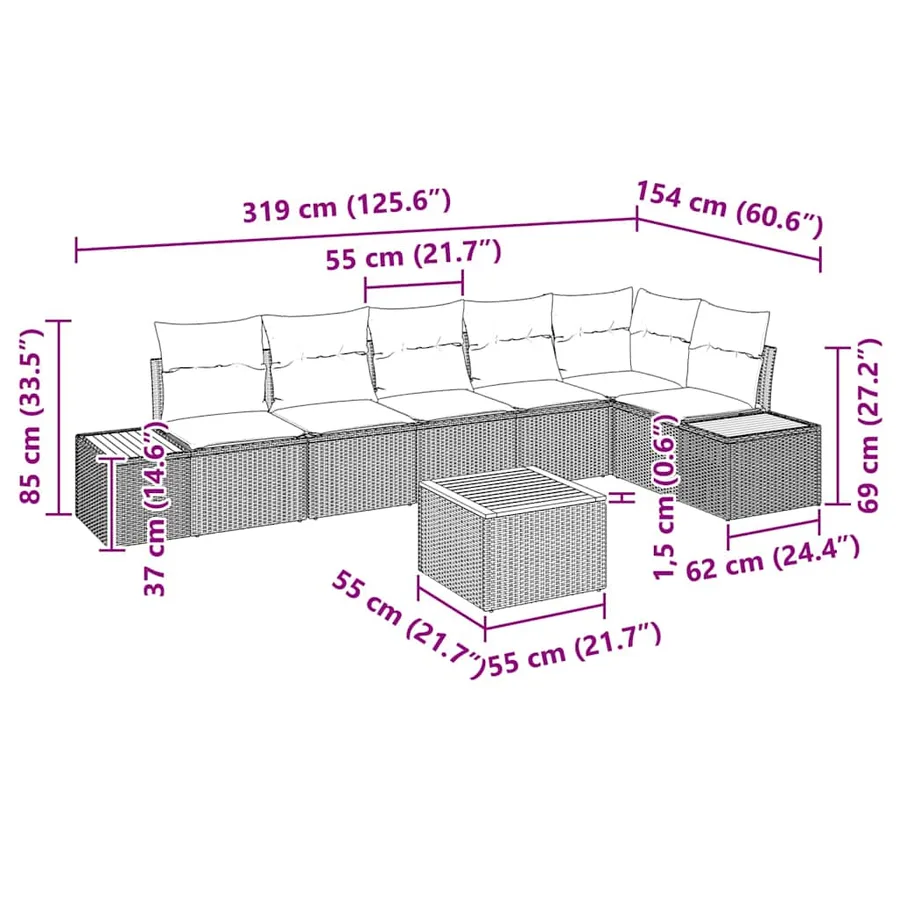 Ensemble de canapé de jardin 6 pcs Beige et Gris clair - 13