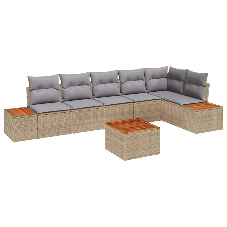 Ensemble de canapé de jardin 6 pcs Beige et Gris clair - 2