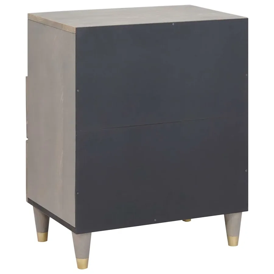 Cabinet de chevet Gris 50 x 33 x 62 cm Bois de mangue massif - 5