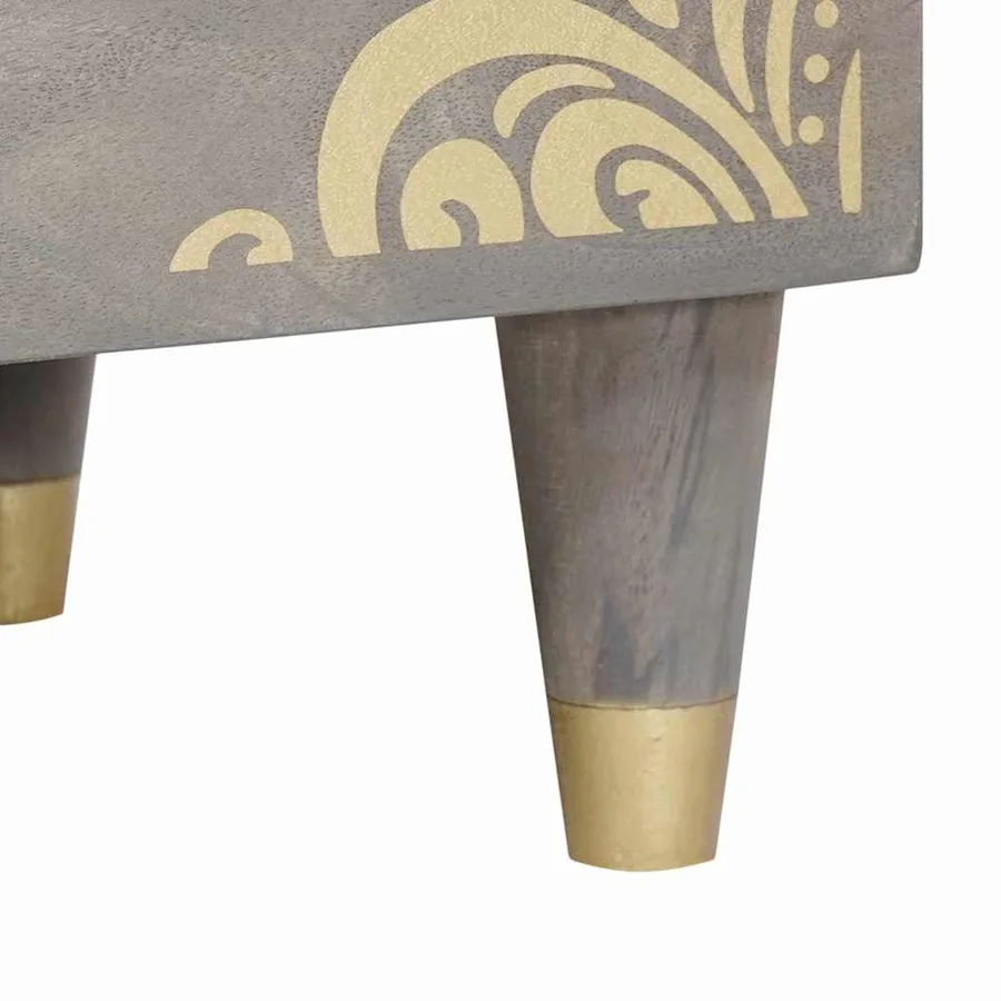 Cabinet de chevet Gris 50 x 33 x 62 cm Bois de mangue massif - 8