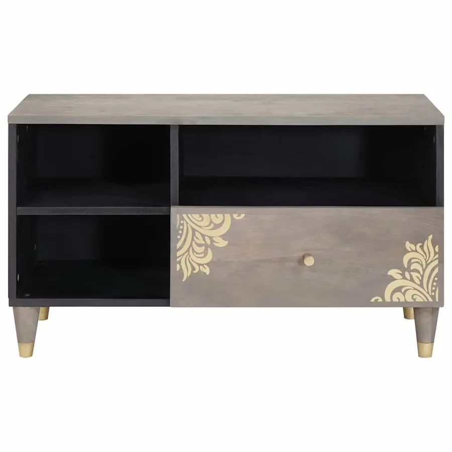 Meuble TV Gris 80 x 33 x 46 cm Bois de mangue massif - 3