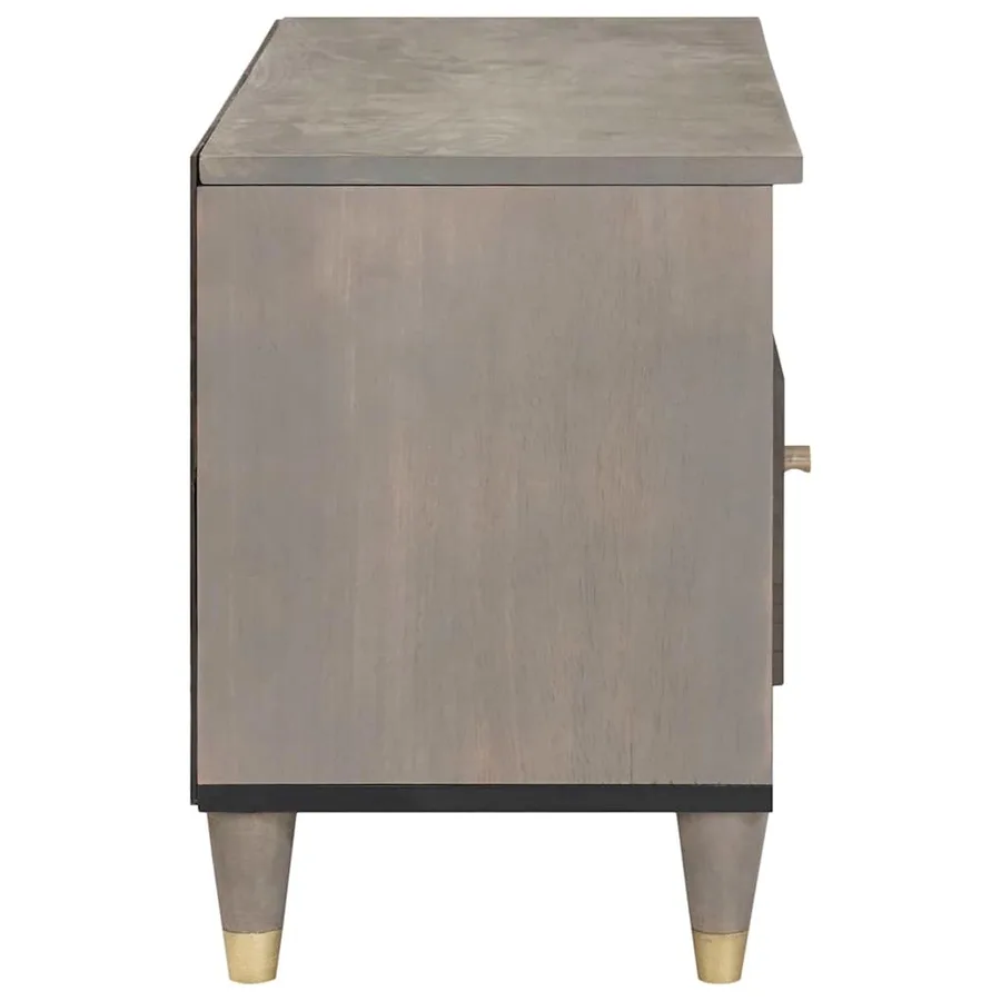 Meuble TV Gris 80 x 33 x 46 cm Bois de mangue massif - 4