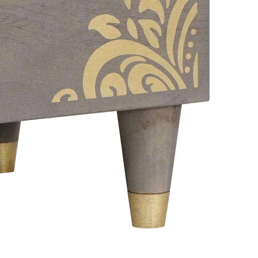 Meuble TV Gris 80 x 33 x 46 cm Bois de mangue massif - 8