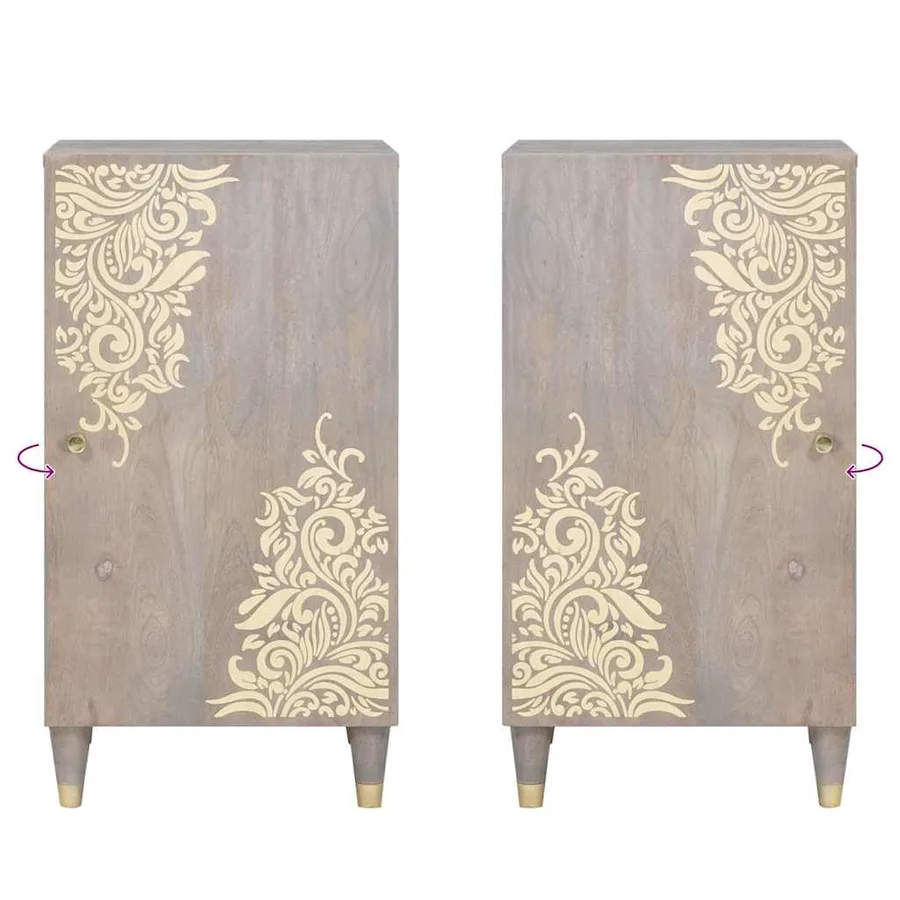 Buffet Gris et or 40 x 33 x 75 cm Bois de mangue massif - 10