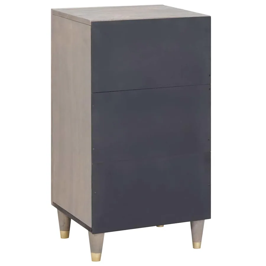 Buffet Gris et or 40 x 33 x 75 cm Bois de mangue massif - 5