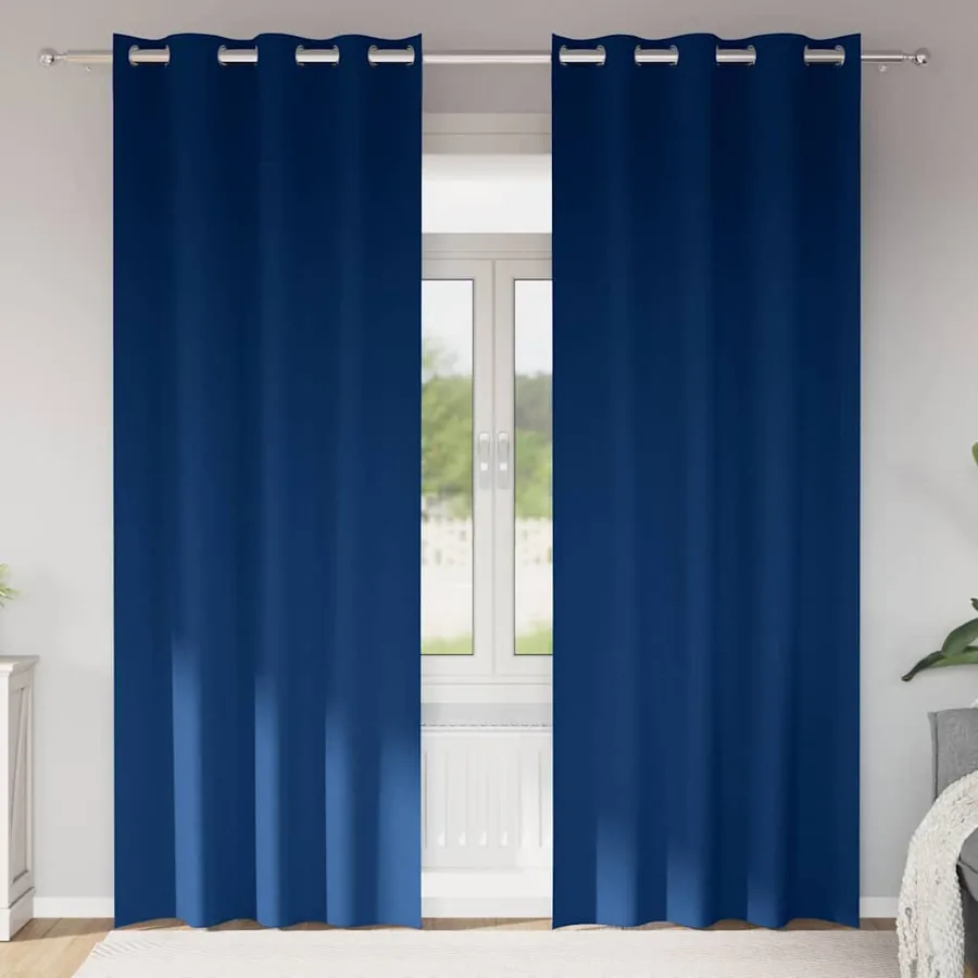 Rideaux occultants avec anneaux 2 pcs Bleu foncé 245 x 140 cm