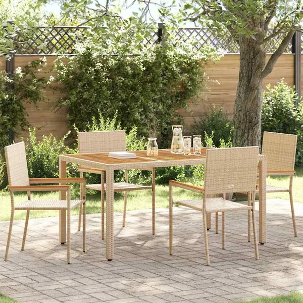 Chaises empilables de jardin 4 pcs Crème et marron