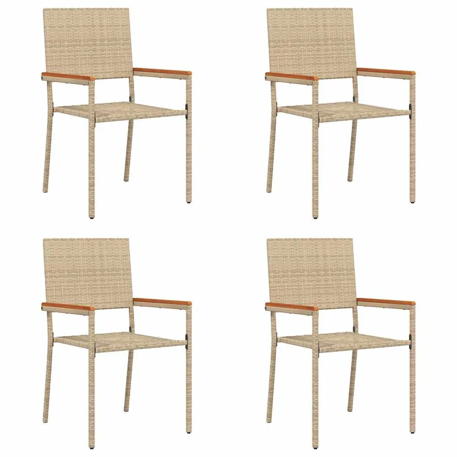 Chaises empilables de jardin 4 pcs Crème et marron - 2
