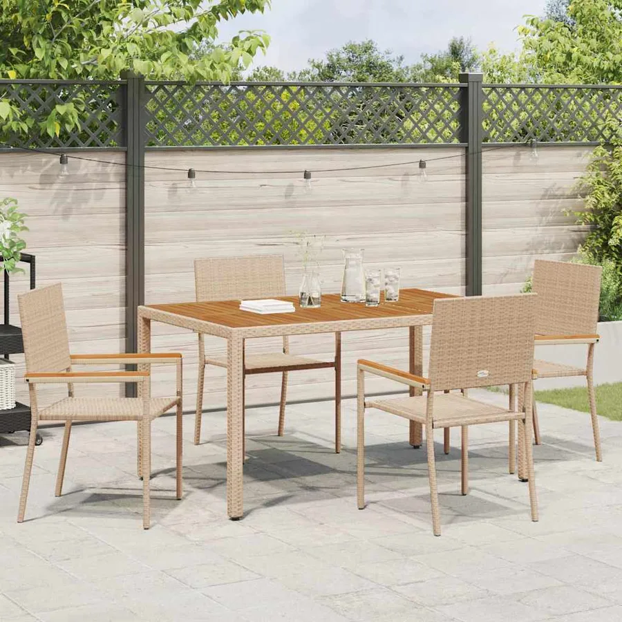 Chaises empilables de jardin 4 pcs Crème et marron - 3