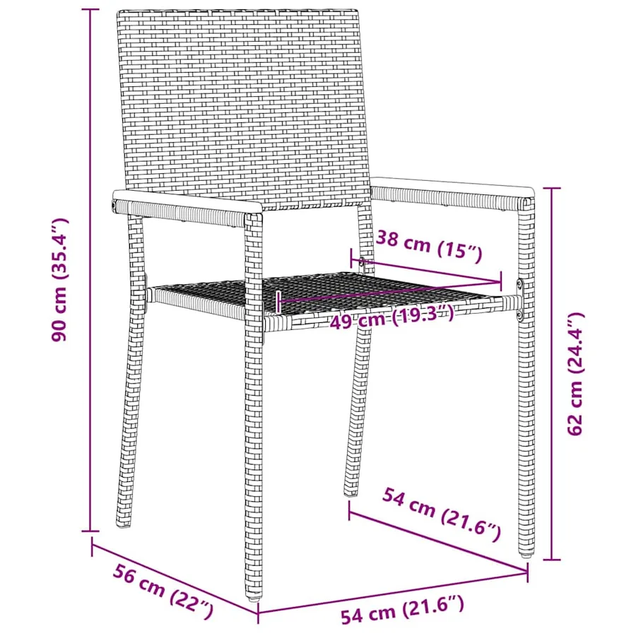 Chaises empilables de jardin 4 pcs Crème et marron - 8