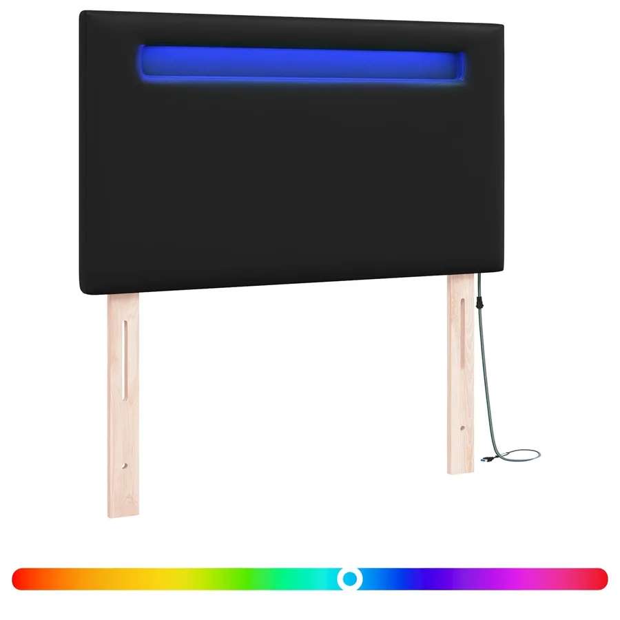 Tête de lit LED Noir 90 cm Cuir synthétique - 2