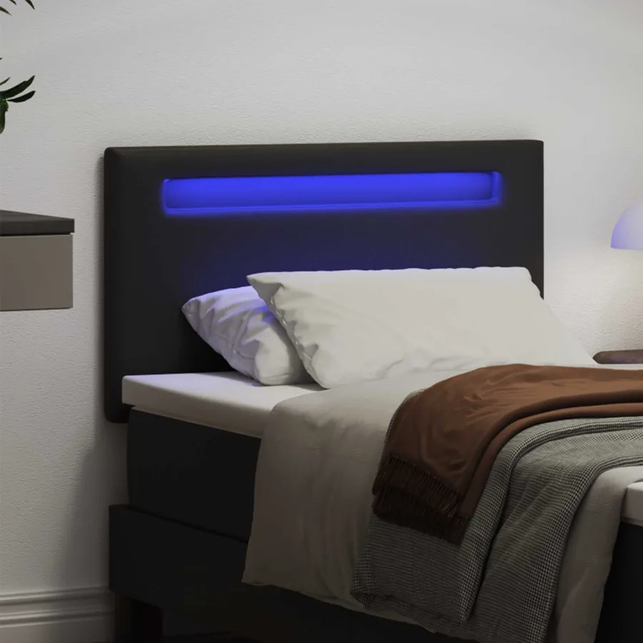Tête de lit LED Noir 90 cm Cuir synthétique - 3