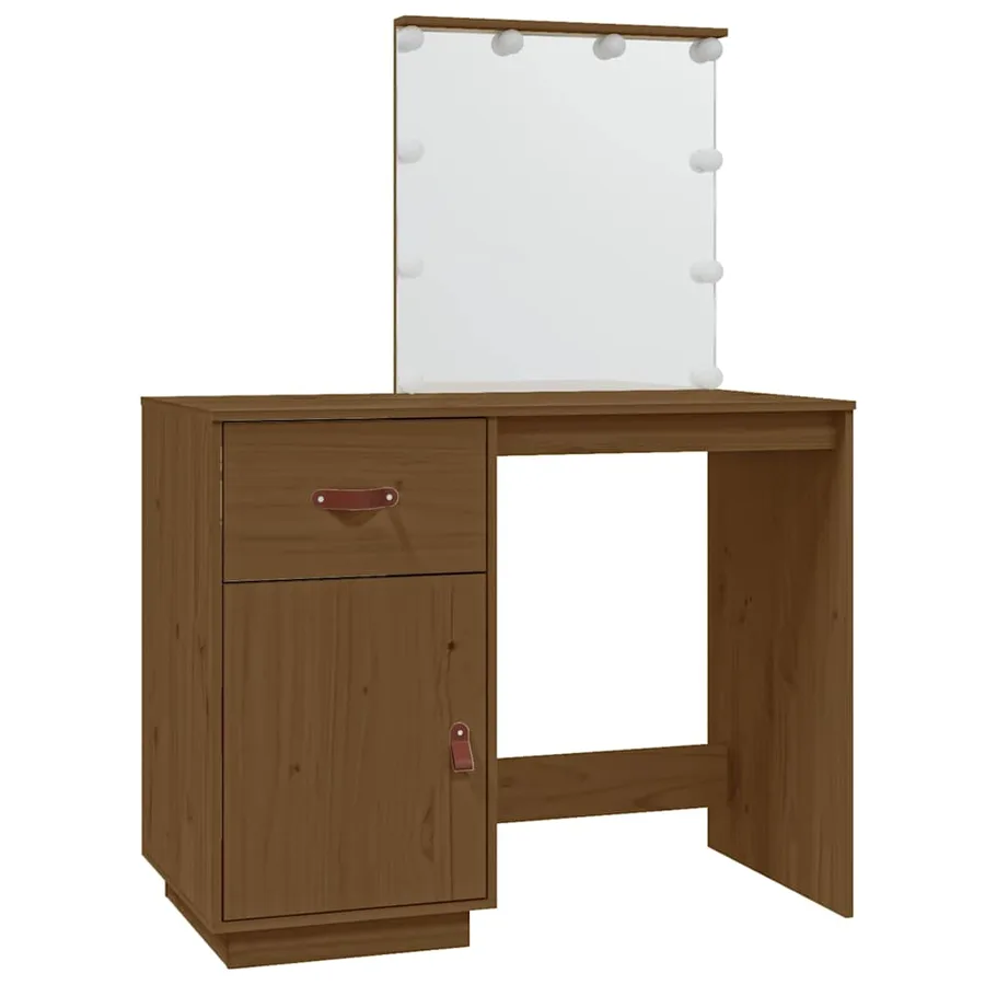 Coiffeuse avec LED Marron miel 95x50x133,5cm Bois de pin massif - 2