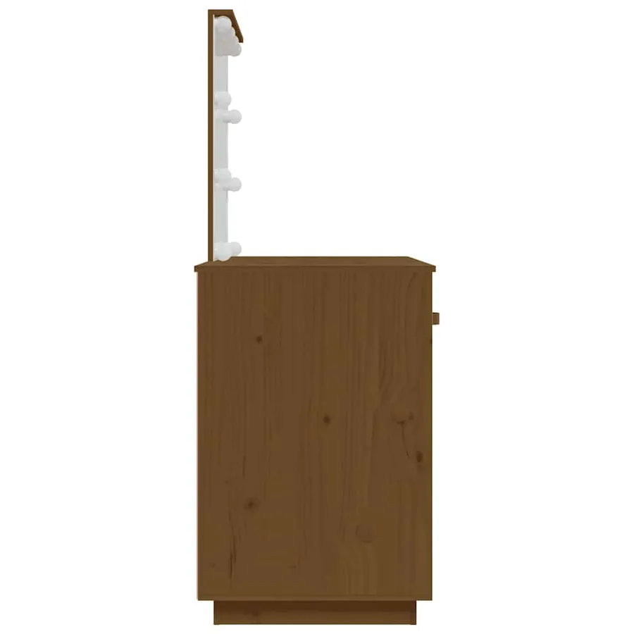 Coiffeuse avec LED Marron miel 95x50x133,5cm Bois de pin massif - 7