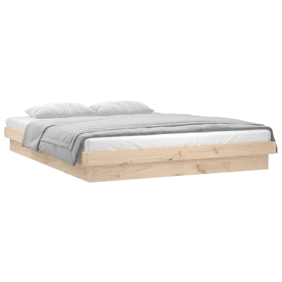Cadre de lit à LED sans matelas 140x190 cm bois massif - 3