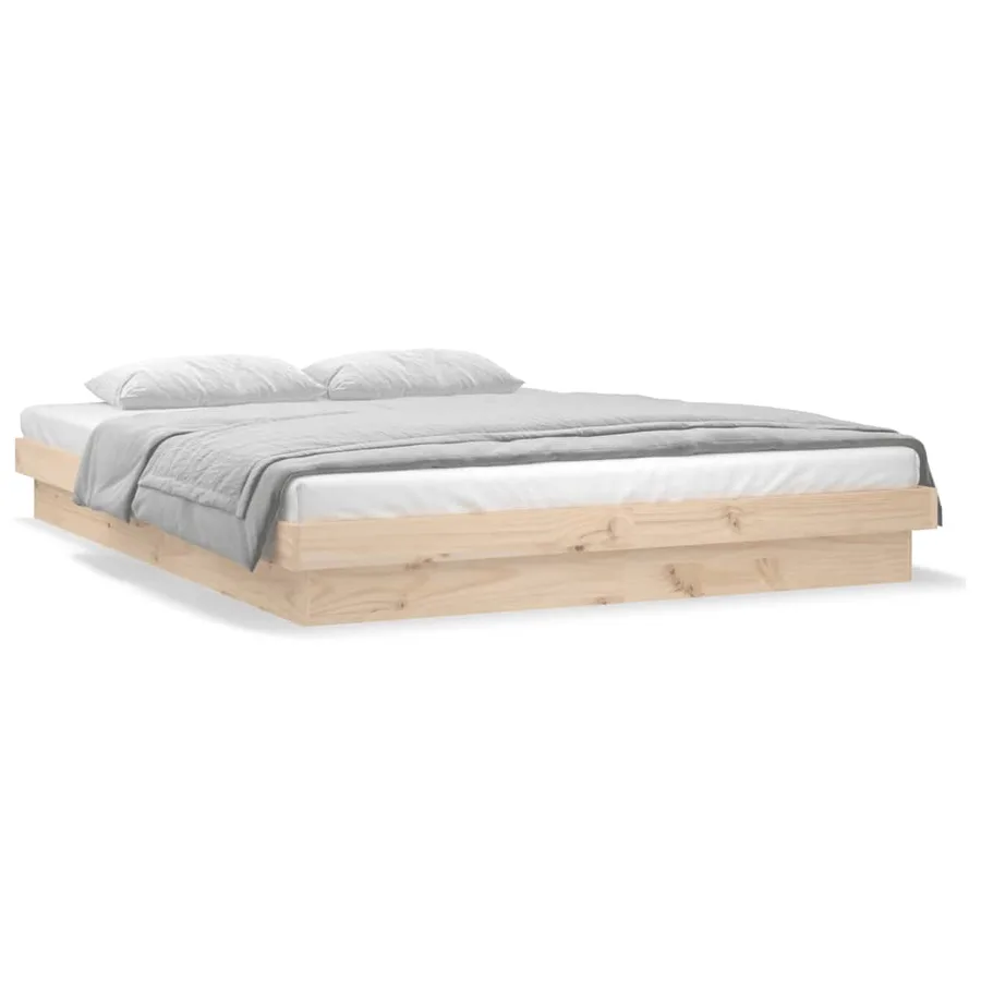 Cadre de lit à LED sans matelas 140x190 cm bois massif - 5