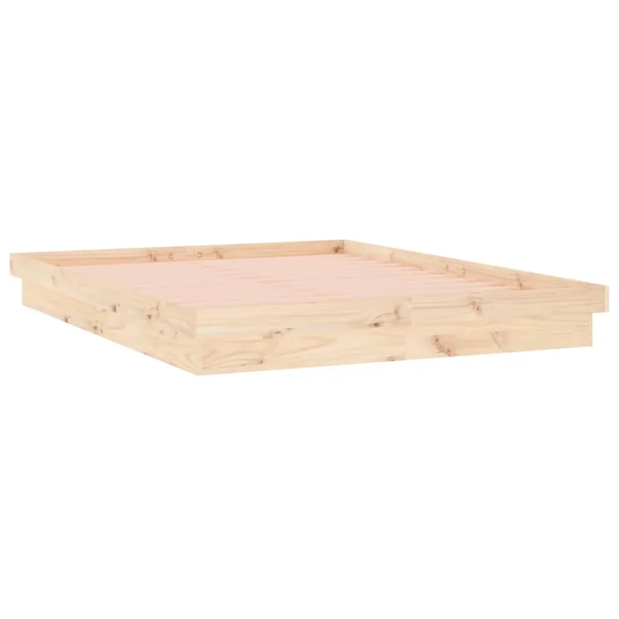 Cadre de lit à LED sans matelas 140x190 cm bois massif - 6