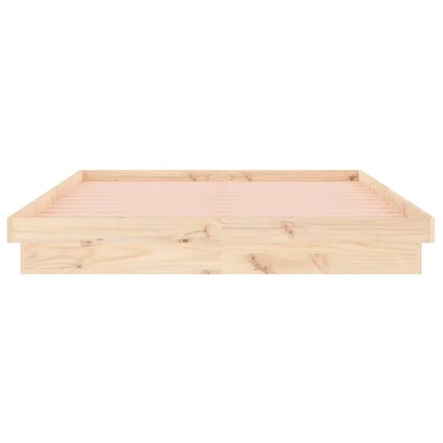 Cadre de lit à LED sans matelas 140x190 cm bois massif - 7