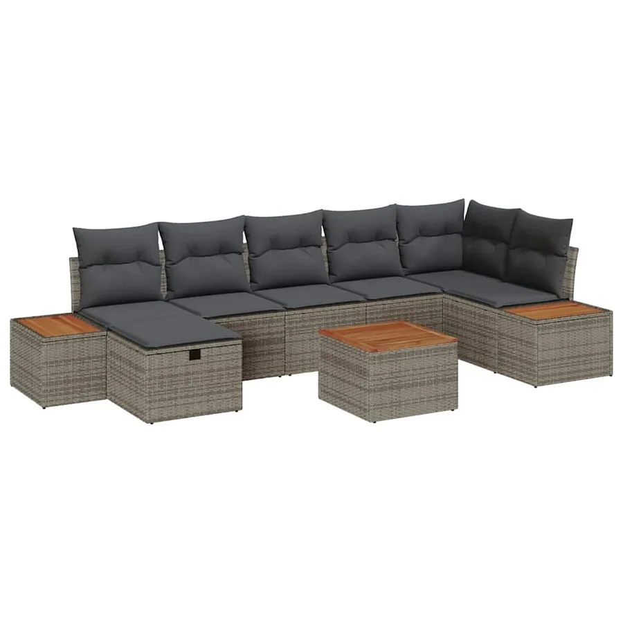 Ensemble de canapé de jardin 8 pcs Gris Poly rotin - 2