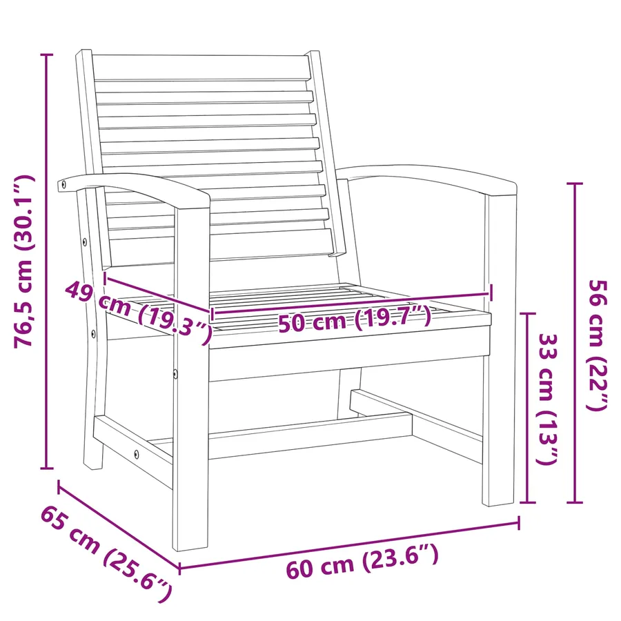 Chaise 2 Pièce Marron 65 x 60 x 76,5 cm Bois de teck massif - 10