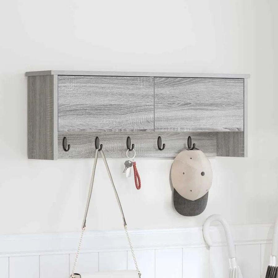 Porte-manteau mural avec étagère Gris Sonoma 80 x 20 x 30 cm