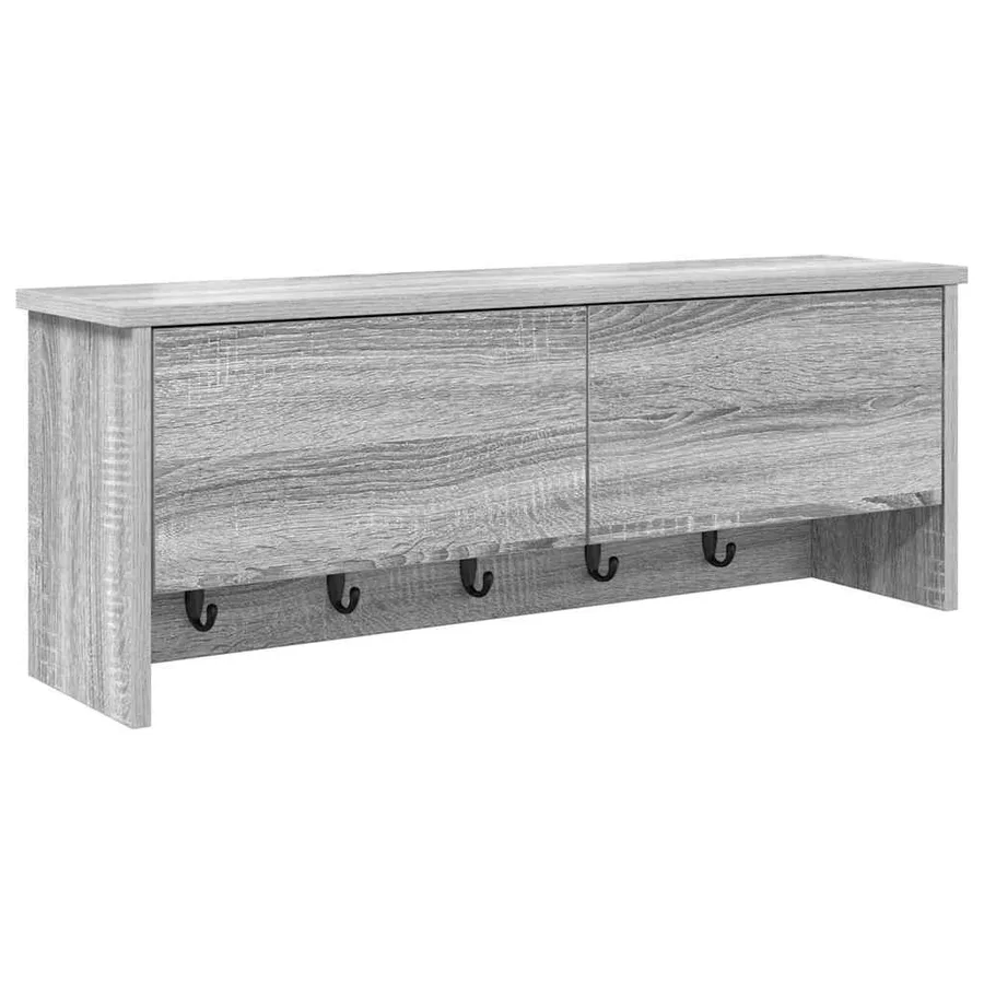 Porte-manteau mural avec étagère Gris Sonoma 80 x 20 x 30 cm - 2