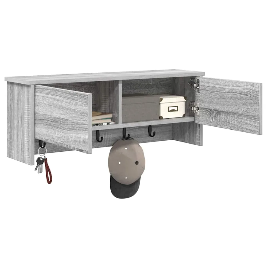 Porte-manteau mural avec étagère Gris Sonoma 80 x 20 x 30 cm - 3