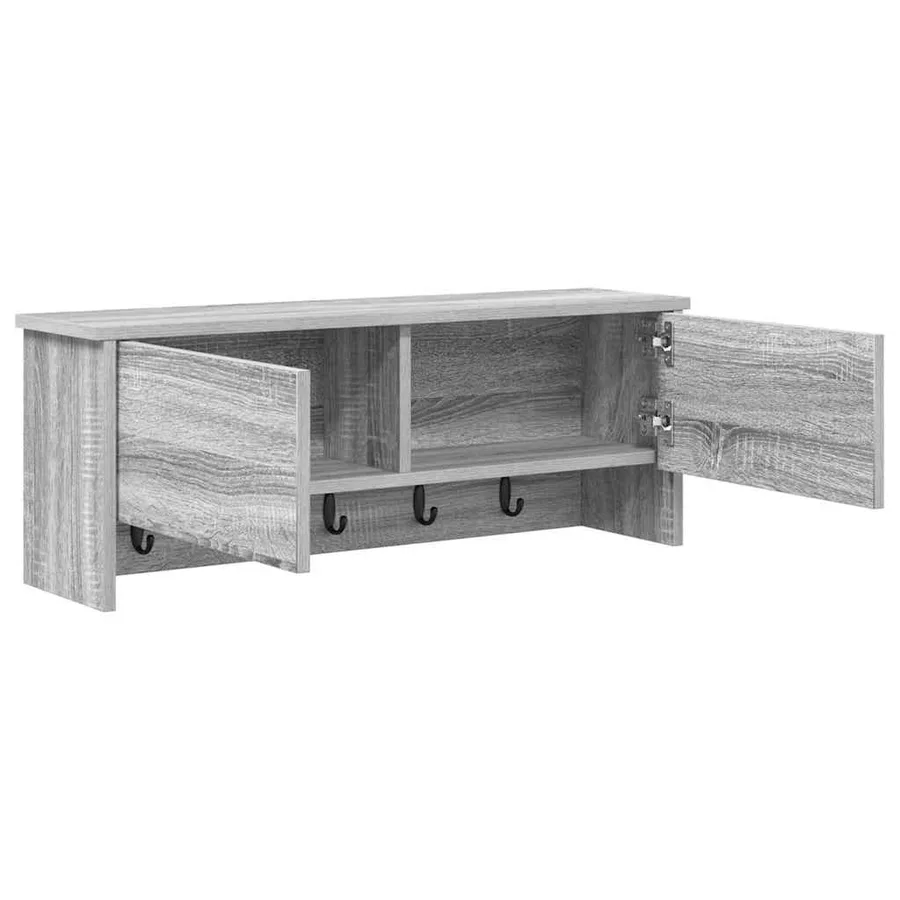 Porte-manteau mural avec étagère Gris Sonoma 80 x 20 x 30 cm - 5