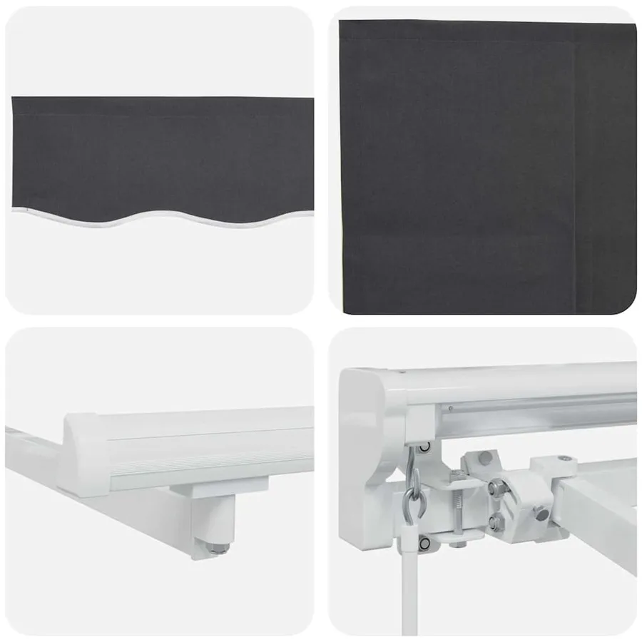 Auvent Rétractable Rayé Anthracite 300 x 200 cm tissu - 8