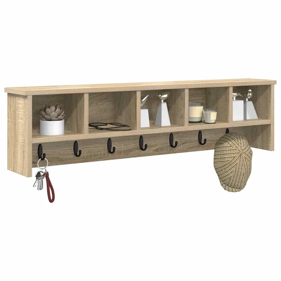 Porte-manteau mural avec étagère Chêne Sonoma 100 x 16 x 26 cm - 3