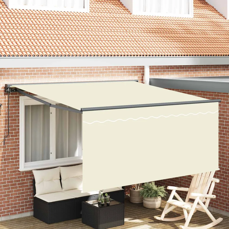 Auvent Rétractable Crème 350 x 250 cm Polyester et Aluminium