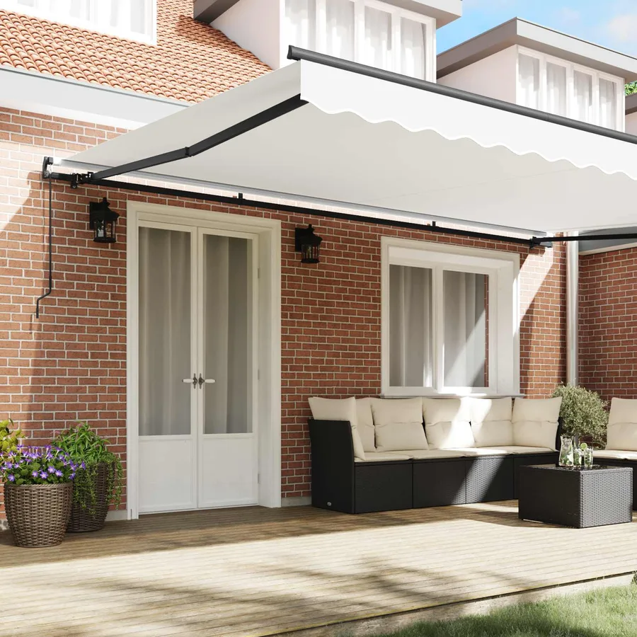 Auvent rétractable Blanc 500 × 300 cm Polyester et Aluminium - 3