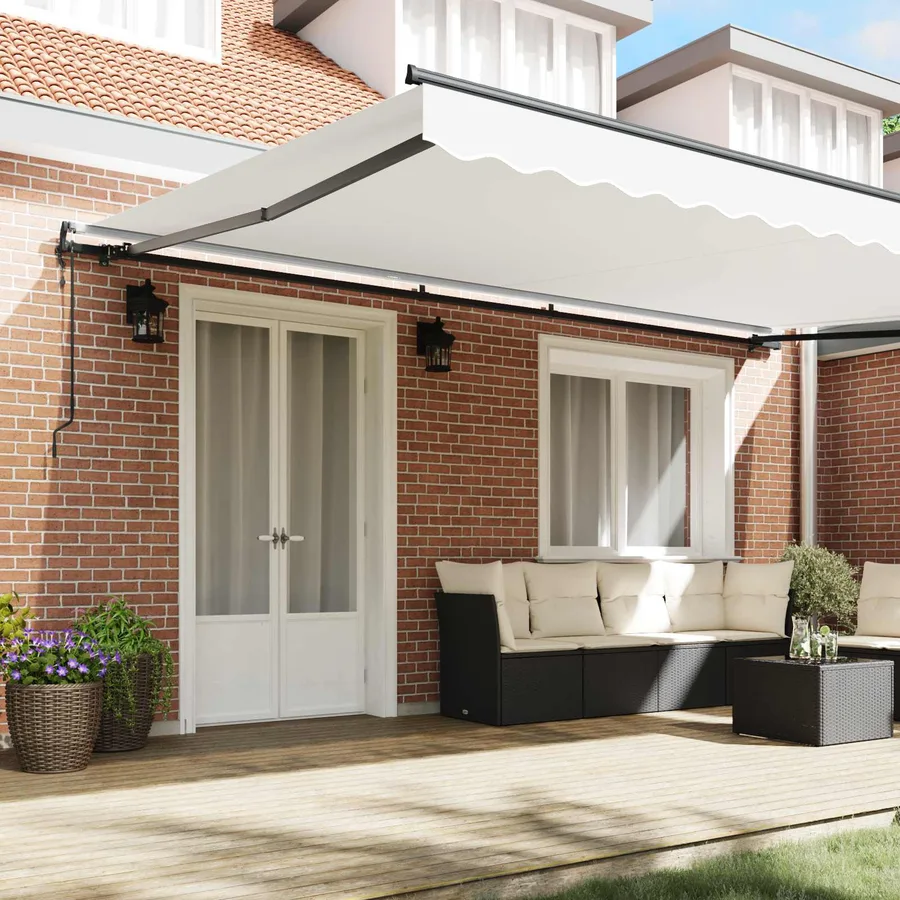 Auvent rétractable Blanc 500 × 300 cm Tissu et Aluminium - 3