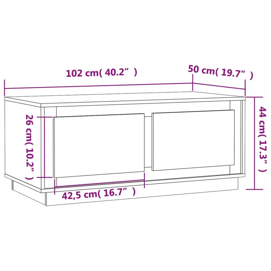 Table basse sonoma gris 102x50x44 cm bois d'ingénierie - 10