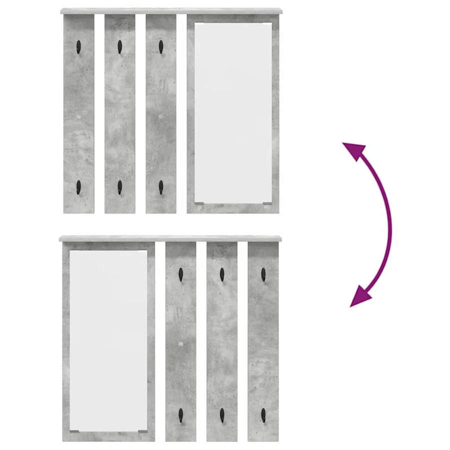 Porte-manteau mural avec étagère Gris béton 84 x 10 x 80 cm - 10