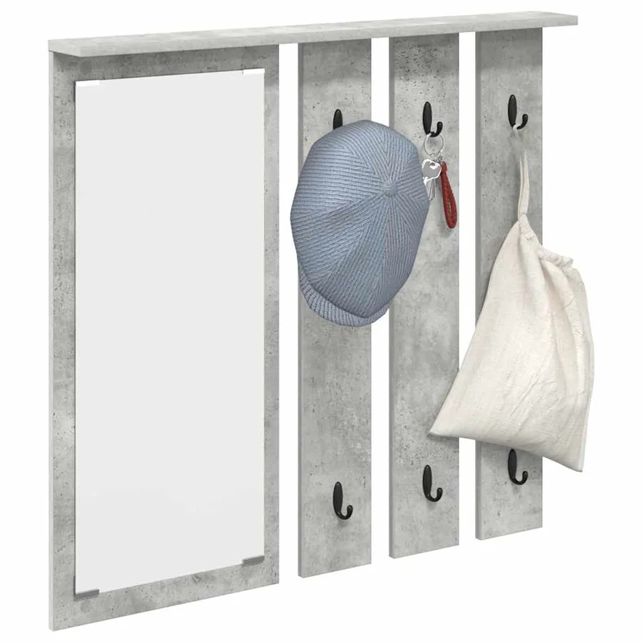 Porte-manteau mural avec étagère Gris béton 84 x 10 x 80 cm - 3
